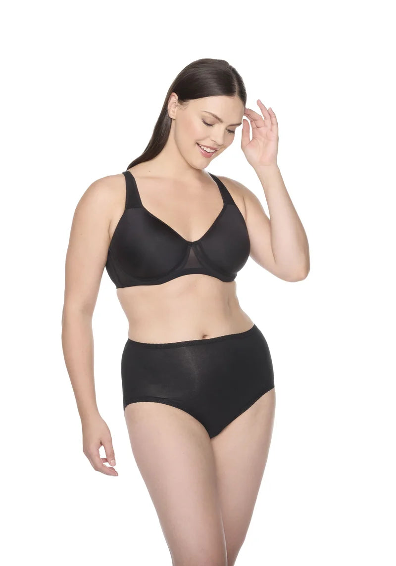 Naomi & Nicole Shapewear - Cotton With Lace Brief Black