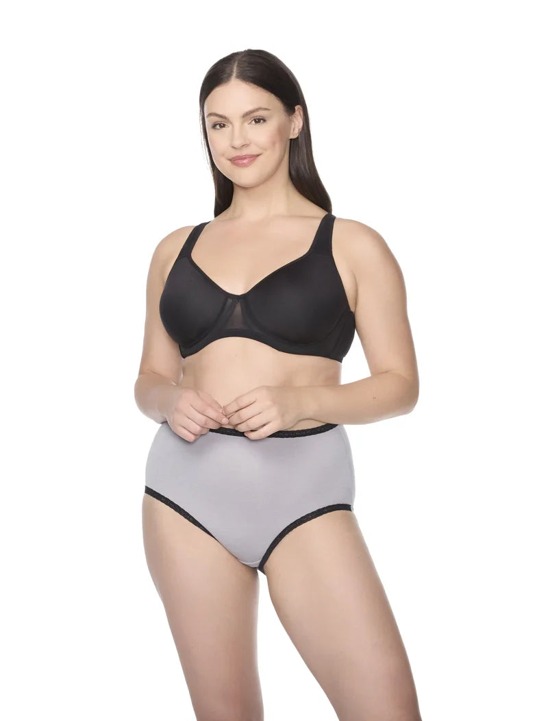 Naomi & Nicole Shapewear - Cotton With Lace Brief Ultimate Grey