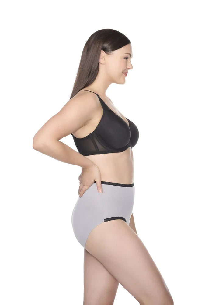 Naomi & Nicole Shapewear - Cotton With Lace Brief Ultimate Grey