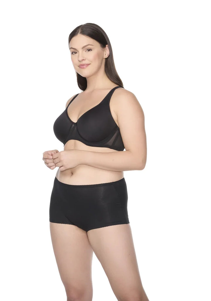 Naomi & Nicole Shapewear - Cotton With Lace Boyshort Black