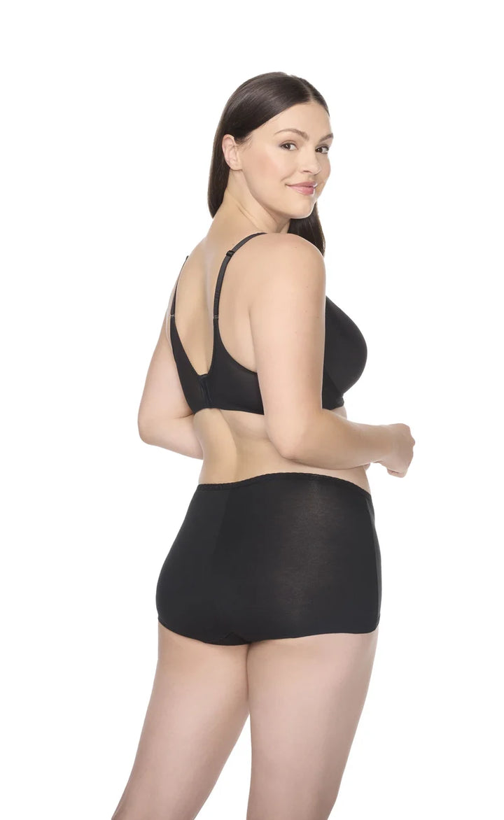 Naomi & Nicole Shapewear - Cotton With Lace Boyshort Black