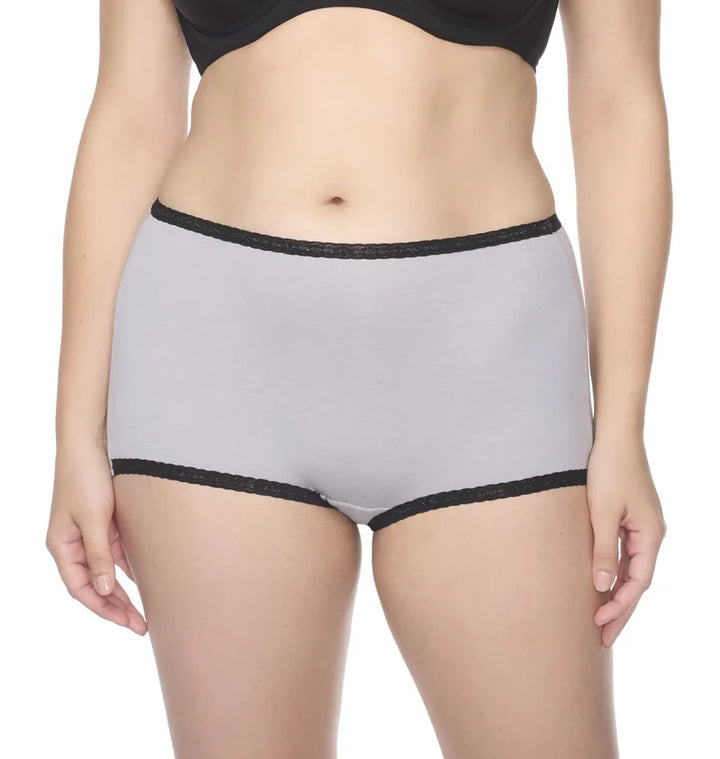 Naomi & Nicole Shapewear - Cotton With Lace Boyshort Ultimate Grey