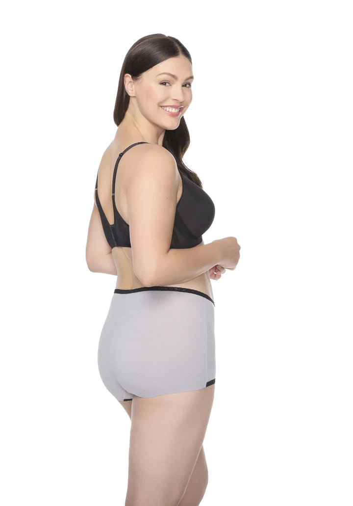 Naomi & Nicole Shapewear - Cotton With Lace Boyshort Ultimate Grey