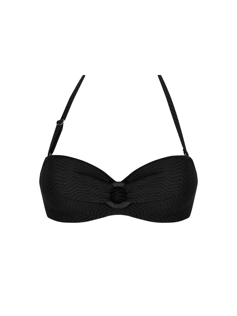Antigel Swimwear by Lise Charmel - La Zigzag Strapless Bandeau Bikini Top Noir
