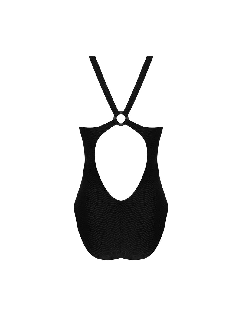 Antigel Swimwear by Lise Charmel - La Zigzag Crossed-Back Swimsuit Noir