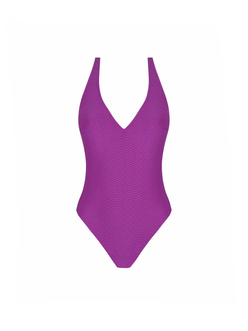 Antigel Swimwear by Lise Charmel - La Zigzag Crossed-Back Swimsuit Mauve