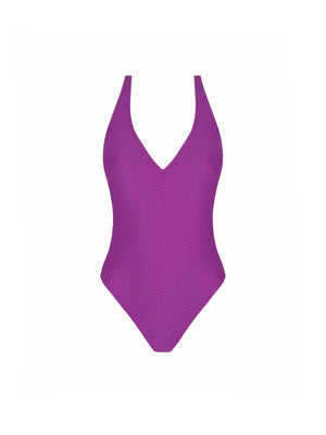 Antigel Swimwear by Lise Charmel - La Zigzag Crossed-Back Swimsuit Mauve