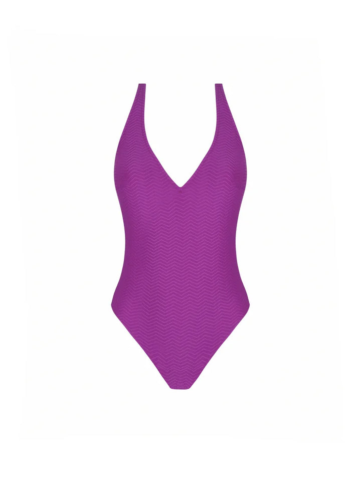 Antigel Swimwear by Lise Charmel - La Zigzag Crossed-Back Swimsuit Mauve