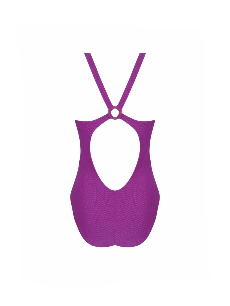 Antigel Swimwear by Lise Charmel - La Zigzag Crossed-Back Swimsuit Mauve