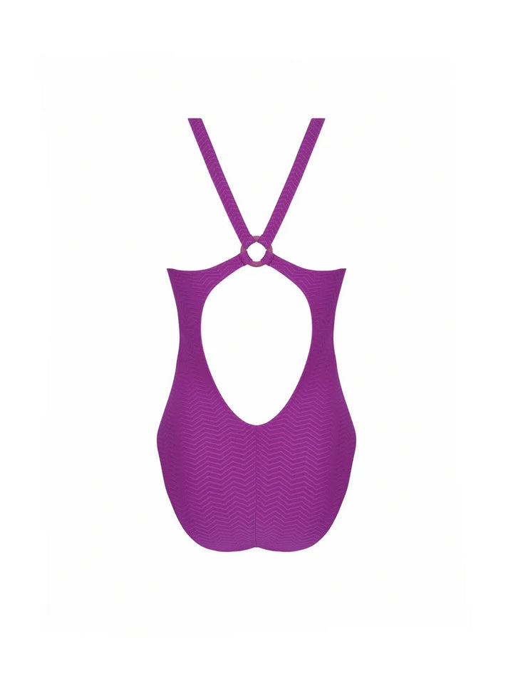 Antigel Swimwear by Lise Charmel - La Zigzag Crossed-Back Swimsuit Mauve