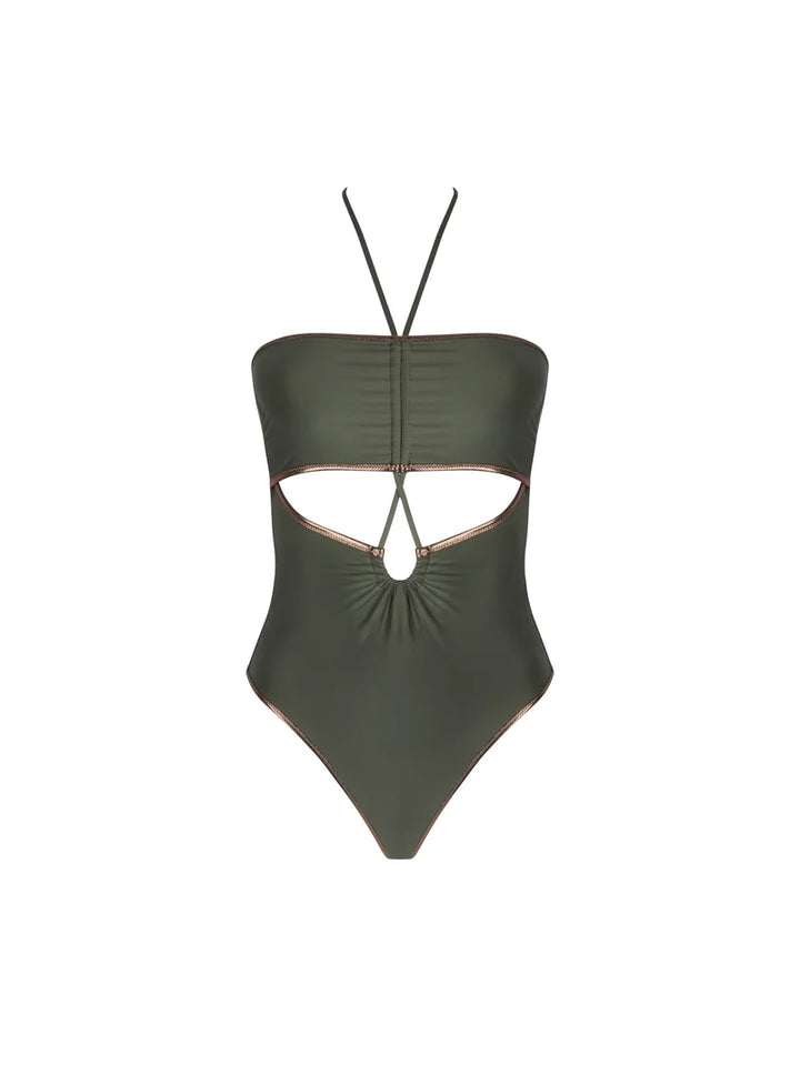 Antigel Swimwear by Lise Charmel - La Smartissime Bustier Swimsuit Kaki Bronze