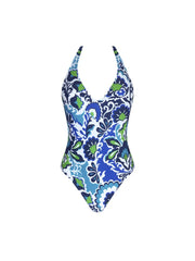 Antigel Swimwear by Lise Charmel - L'Artisane Antigel Wireless Halterneck Swimsuit Bleu Ceramic