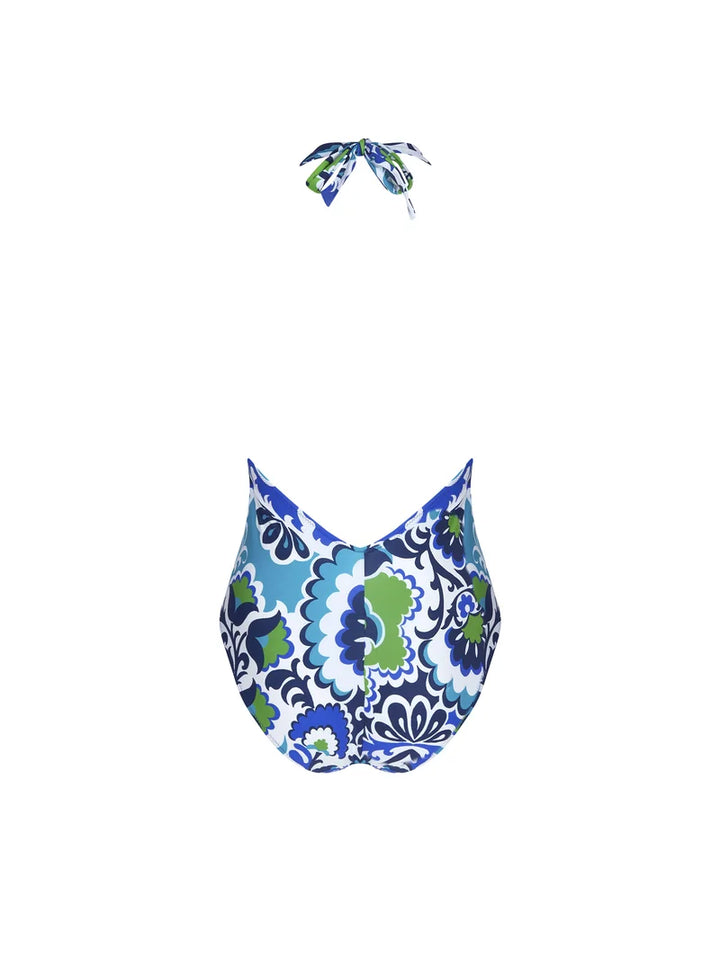 Antigel Swimwear by Lise Charmel - L'Artisane Antigel Wireless Halterneck Swimsuit Bleu Ceramic