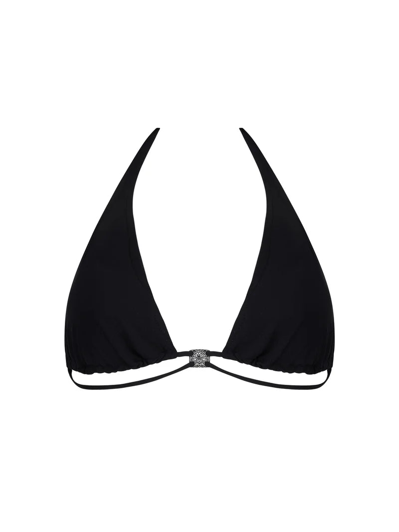 Lise Charmel Swimwear - Eclat D'argent Soft Padded Triangle Bikini With Ties Black Argent