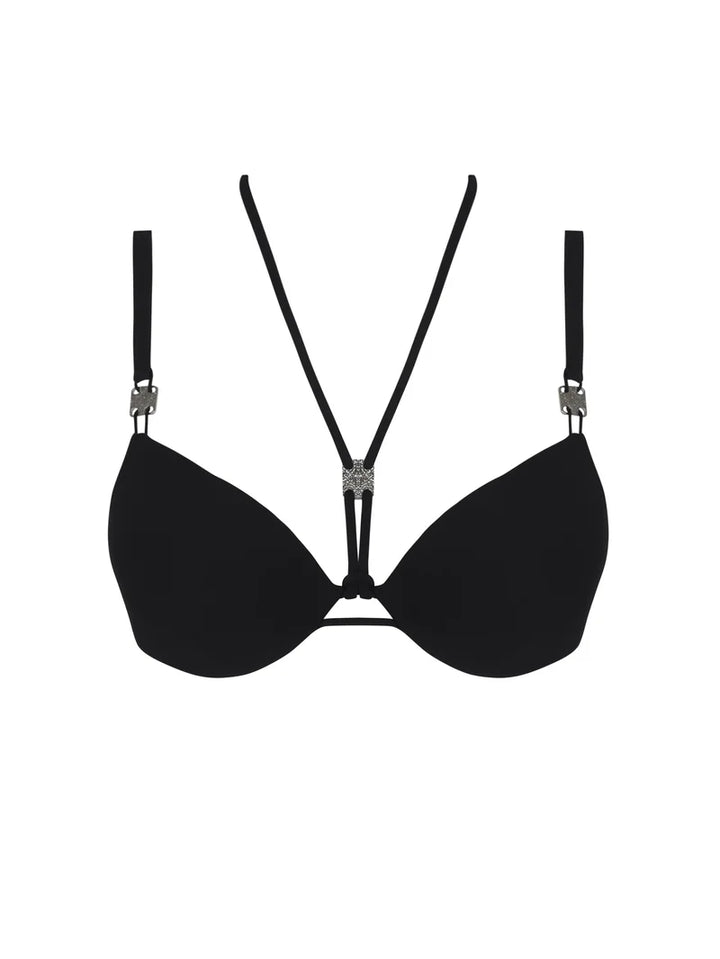 Lise Charmel Swimwear - Eclat D'argent Padded Plunge Bikini Black Argent
