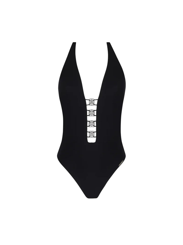 Lise Charmel Swimwear - Eclat D'argent Wireless Seduction Halter Swimsuit Black Argent