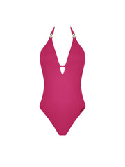 Lise Charmel Swimwear - Sillage Couture Halterneck Plunging Back Swimsuit Fuschia Sillage