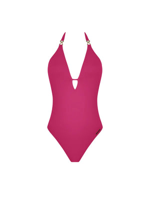 Lise Charmel Swimwear - Sillage Couture Halterneck Plunging Back Swimsuit Fuschia Sillage