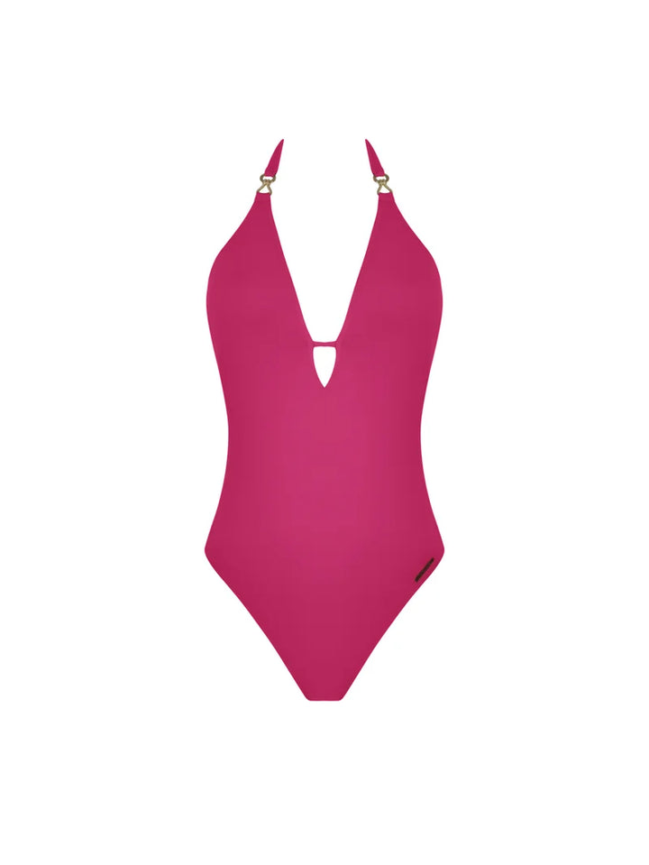 Lise Charmel Swimwear - Sillage Couture Halterneck Plunging Back Swimsuit Fuschia Sillage