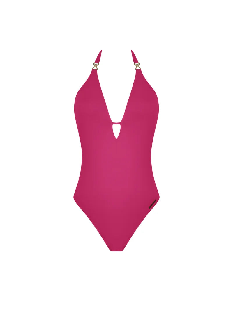Lise Charmel Swimwear - Sillage Couture Halterneck Plunging Back Swimsuit Fuschia Sillage