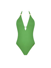 Lise Charmel Swimwear - Sillage Couture Halterneck Plunging Back Swimsuit Vert Sillage