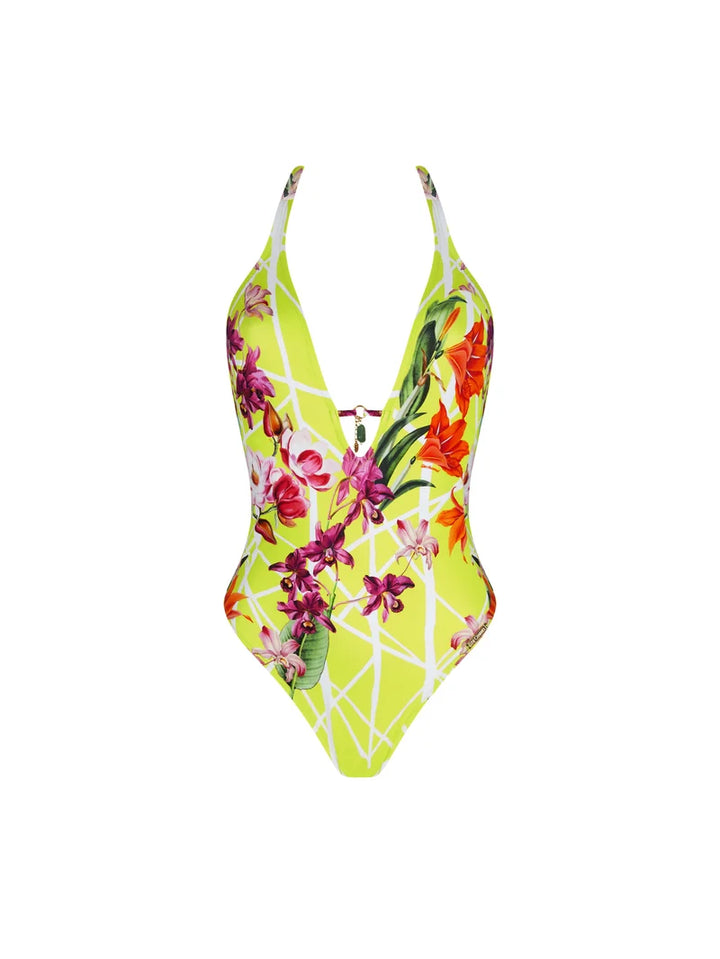 Lise Charmel Swimwear - Fleurs Splendeur Wireless Seduction Halter Swimsuit Splendeur Lime