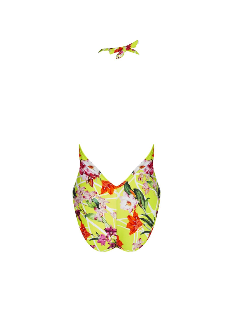 Lise Charmel Swimwear - Fleurs Splendeur Wireless Seduction Halter Swimsuit Splendeur Lime