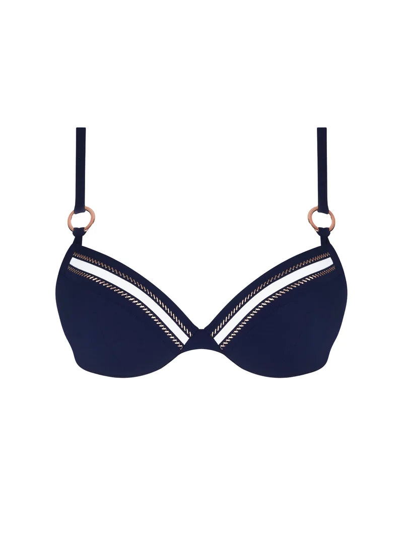 Lise Charmel Swimwear - Cordage Precieux Padded Plunge Bikini Top Cordage Navy