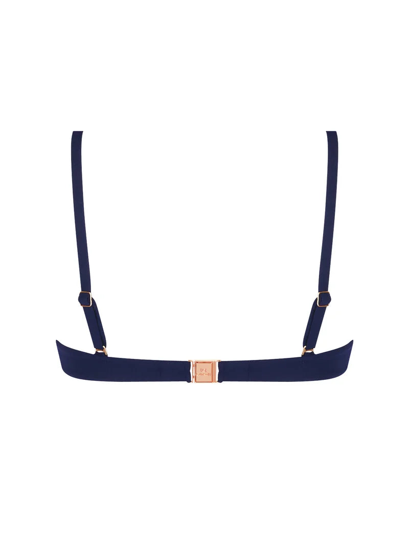 Lise Charmel Swimwear - Cordage Precieux Padded Plunge Bikini Top Cordage Navy