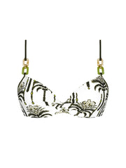 Lise Charmel Swimwear - Palmier Audace Padded Bikini Top With Thin Straps Kaki Audace