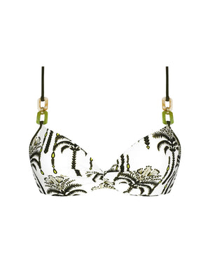 Lise Charmel Swimwear - Palmier Audace Padded Bikini Top With Thin Straps Kaki Audace