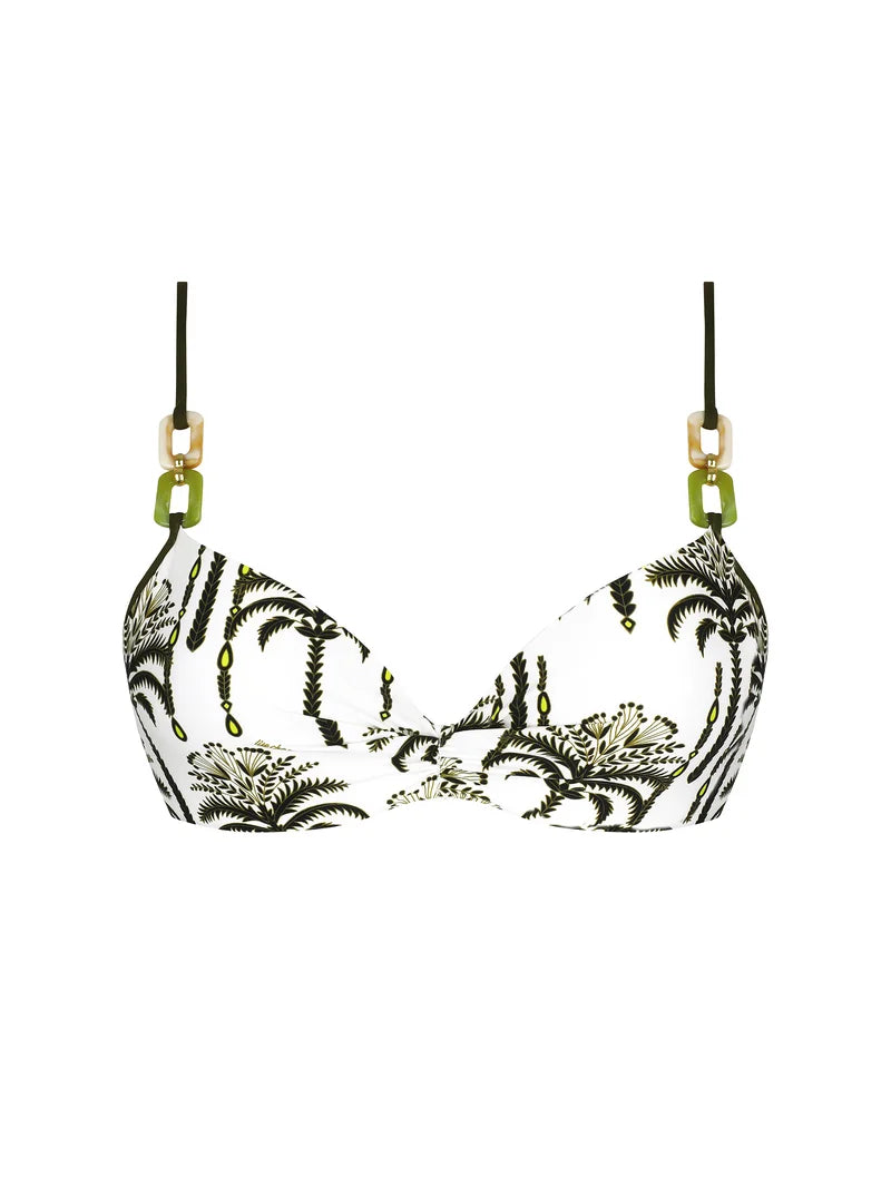 Lise Charmel Swimwear - Palmier Audace Padded Bikini Top With Thin Straps Kaki Audace