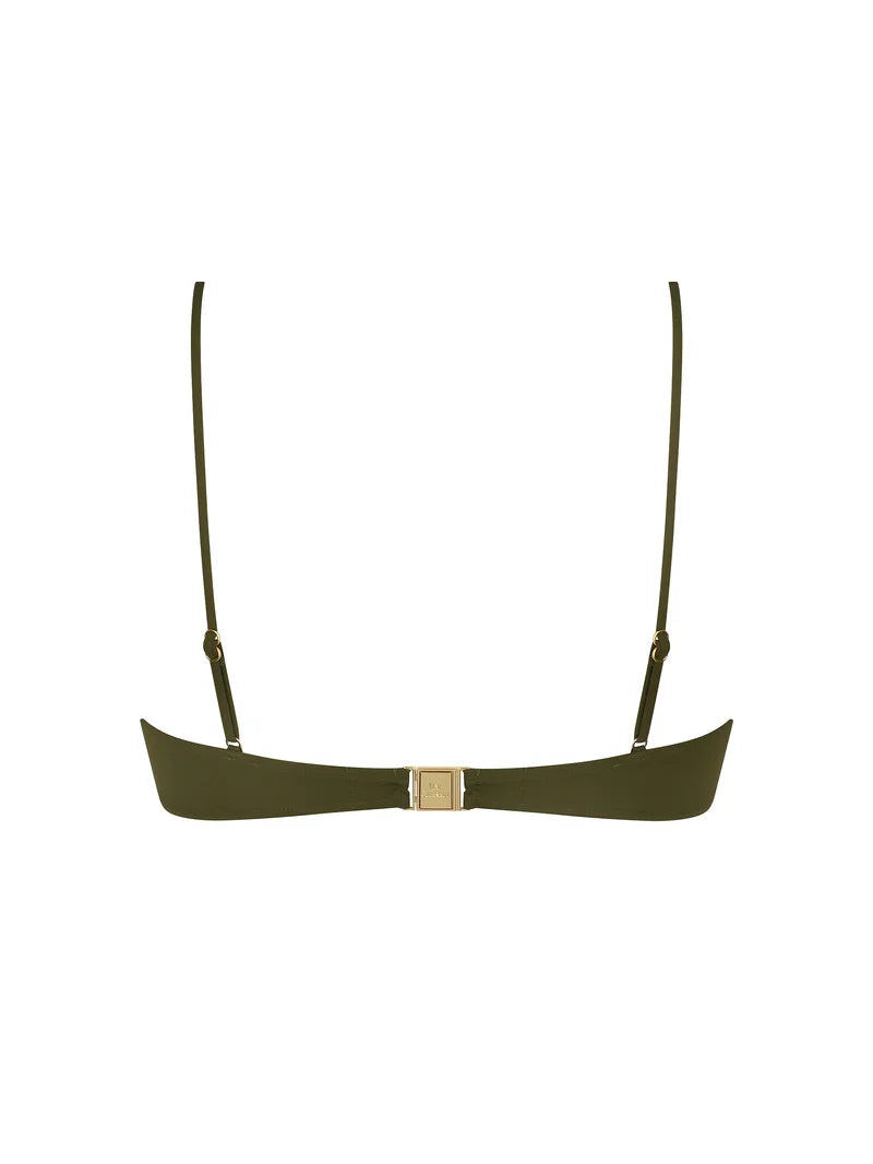 Lise Charmel Swimwear - Palmier Audace Padded Bikini Top With Thin Straps Kaki Audace
