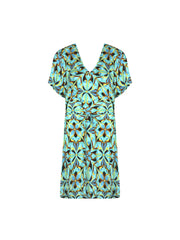 Antigel Swimwear by Lise Charmel - La Psychedelique Short Sleeved Tunic With Tie Bleu Vibrant