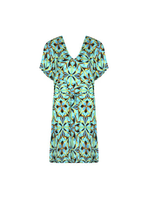 Antigel Swimwear by Lise Charmel - La Psychedelique Short Sleeved Tunic With Tie Bleu Vibrant