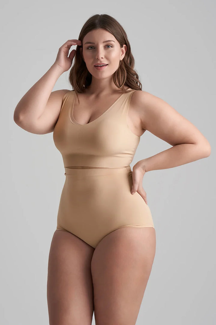 ByeBra - Invisible Shapewear Light Support Bra Top V-Neck Beige