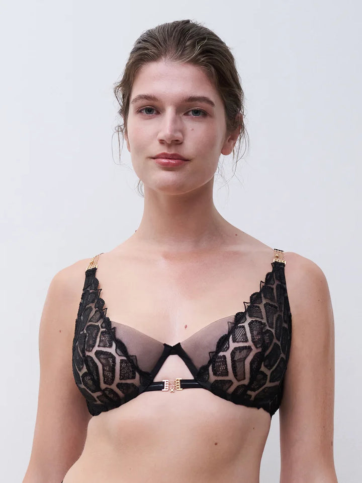 Chantelle - Reptilia Plunge Underwired Bra Black