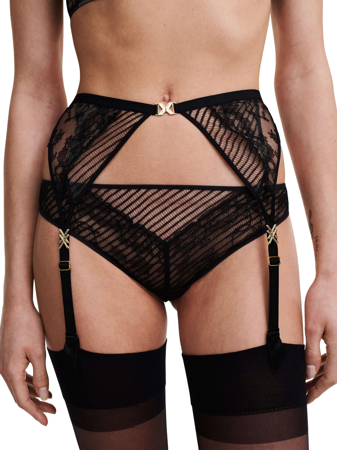 Chantelle X - Txture Suspender Belt Black Suspender Belt Chantelle X 