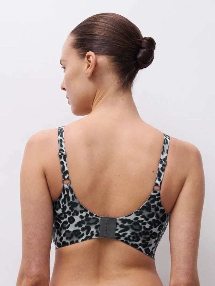 Chantelle - Softstretch Power Plunge Wire Free Bra Print Grey leopard