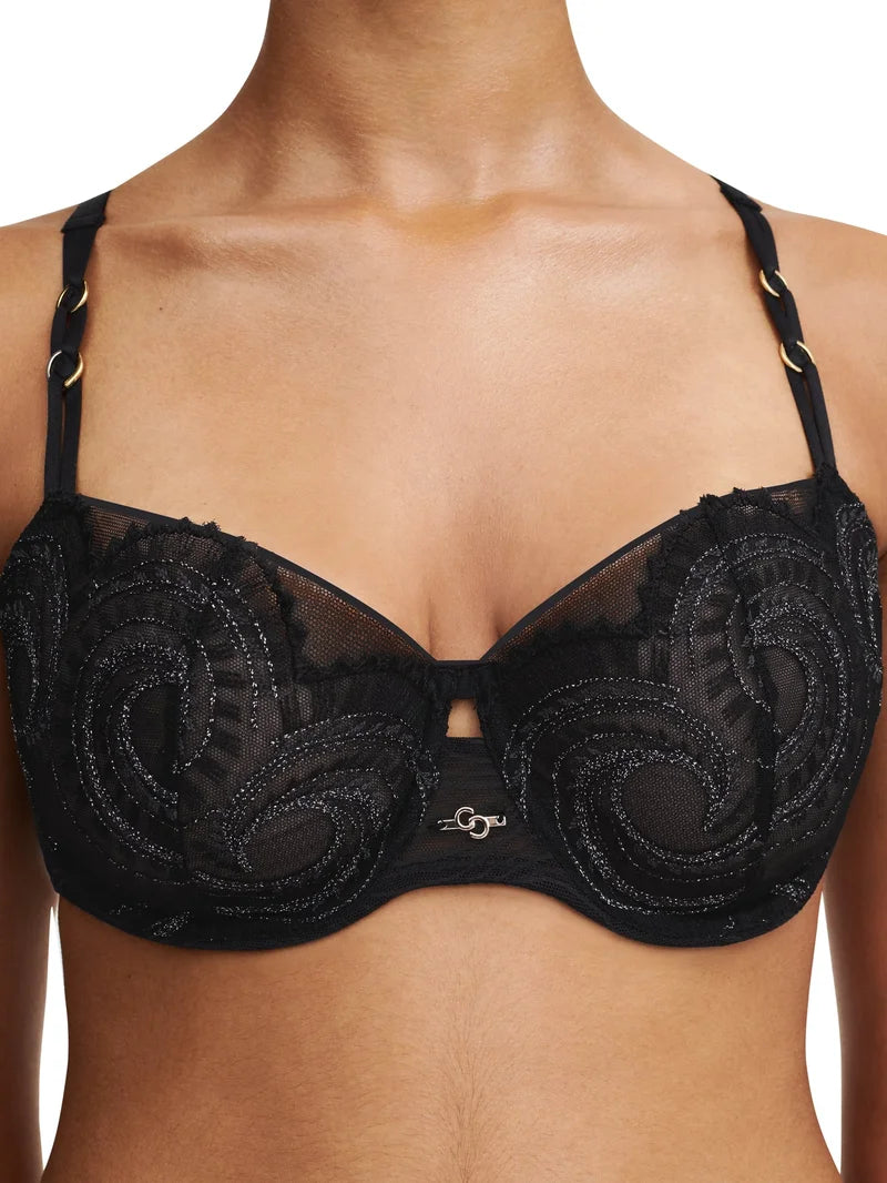Chantelle - Mystic Dream Half-Cup Bra Black  /  Silver Lurex