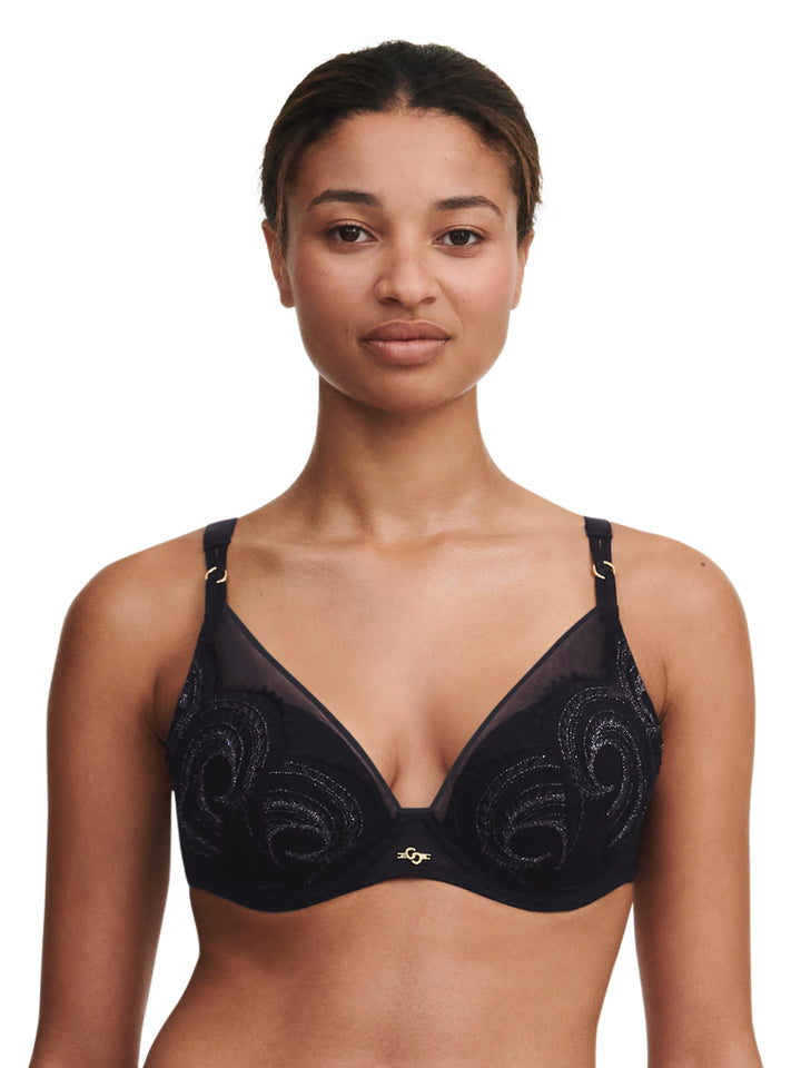 Chantelle - Mystic Dream Plunge T-Shirt Bra Black  /  Silver Lurex