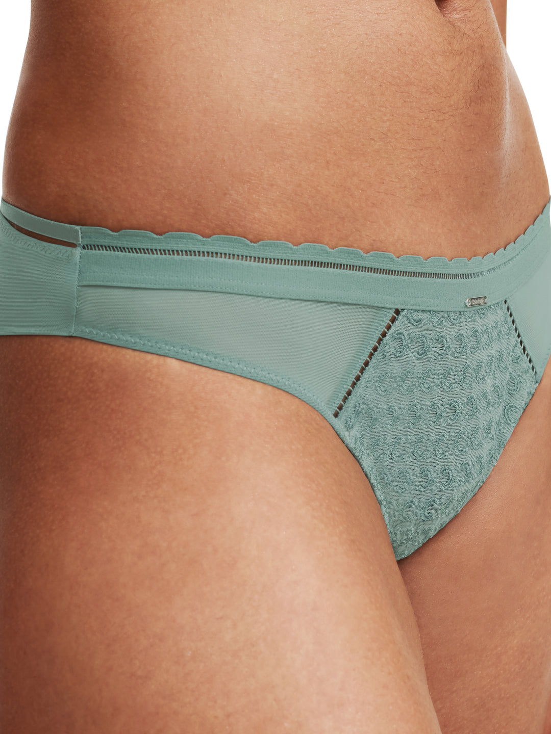 Chantelle - Slip révélateur de monogramme vert treillis