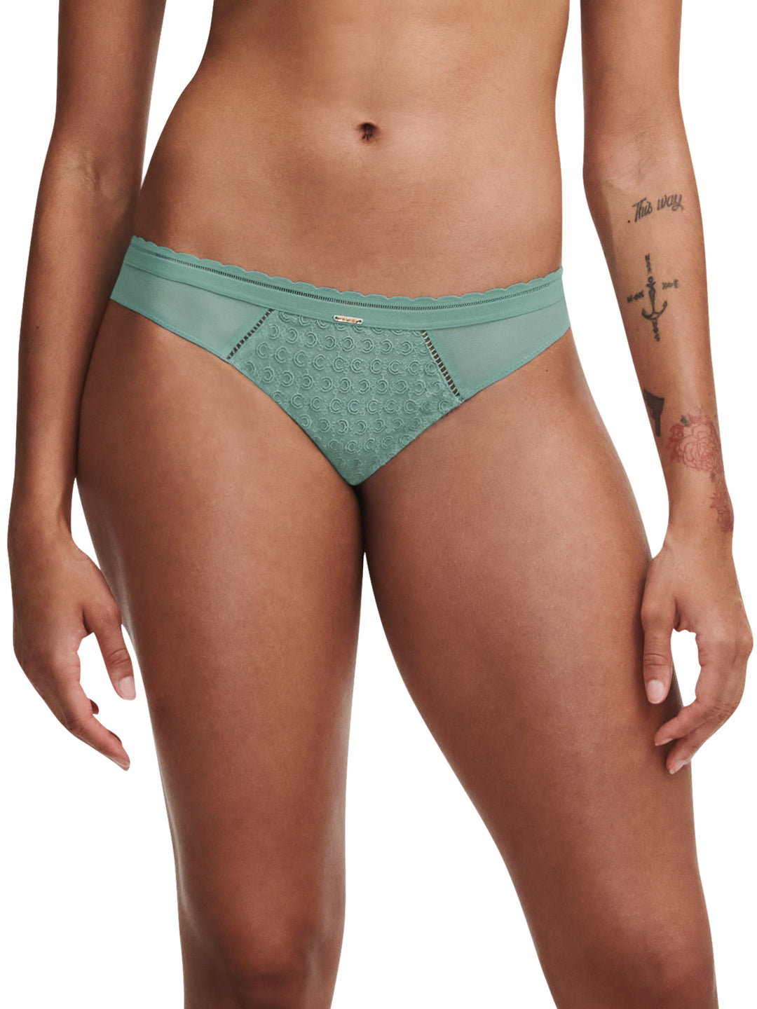 Chantelle - Slip révélateur de monogramme vert treillis