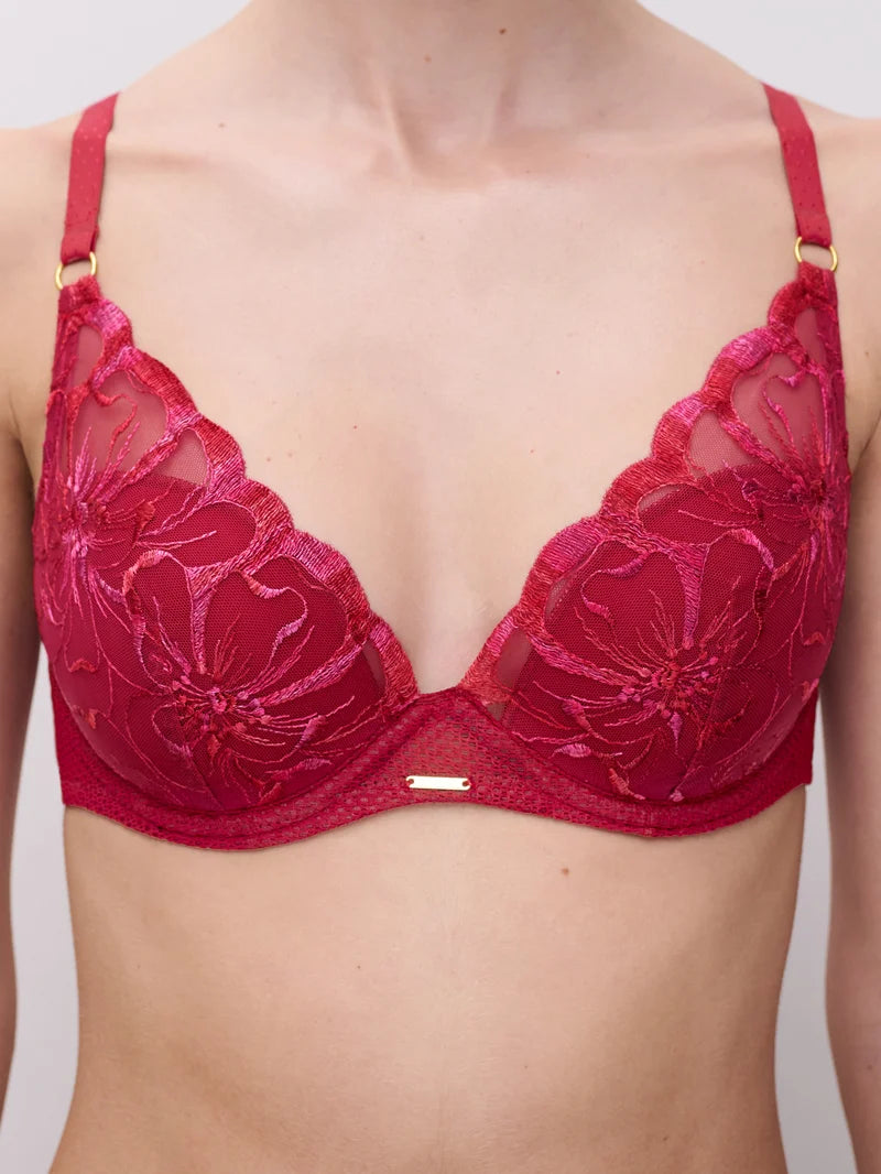 Chantelle - Fleurs Plunge T-Shirt Bra Candy Apple Shades