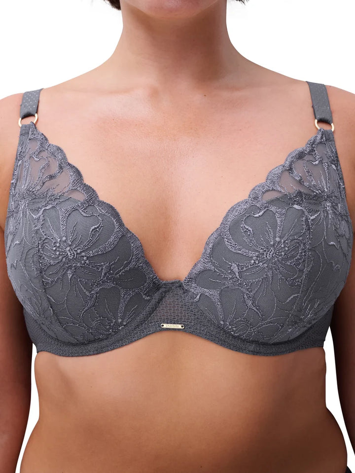 Chantelle - Fleurs Plunge T-Shirt Bra Fancy Grey