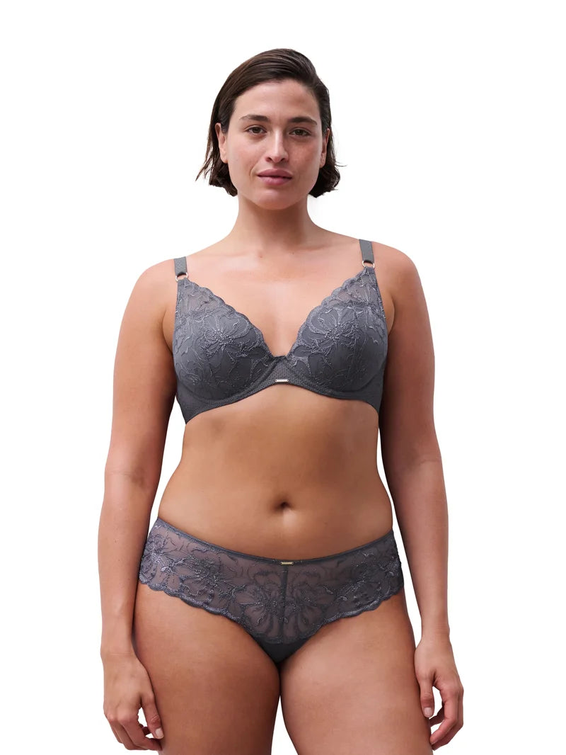 Chantelle - Fleurs Plunge T-Shirt Bra Fancy Grey