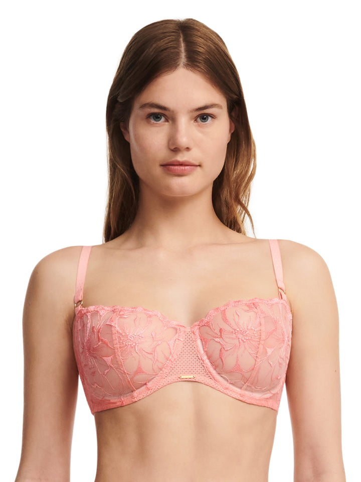 Chantelle - Sujetador balconette de media copa Fleurs Candlelight Peach