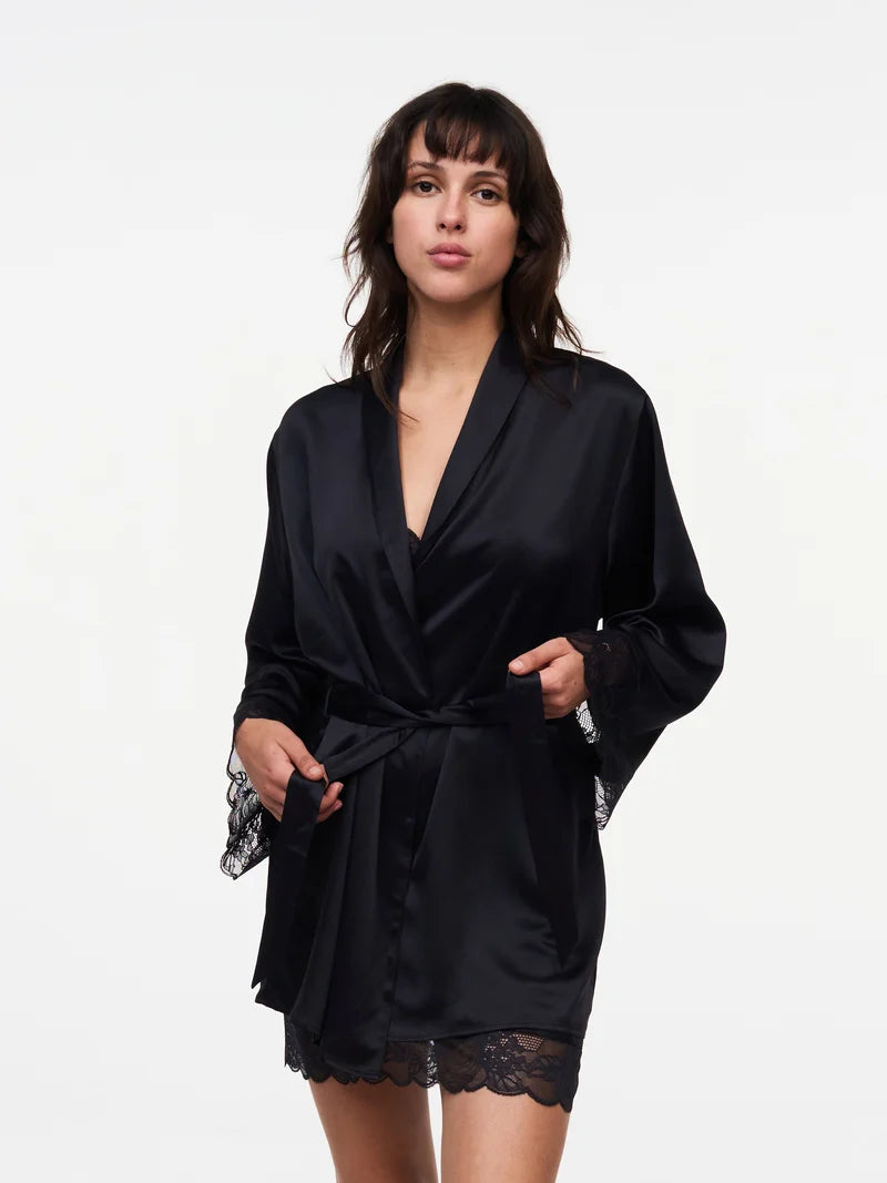 Chantelle - Midnight Flowers Kimono Black