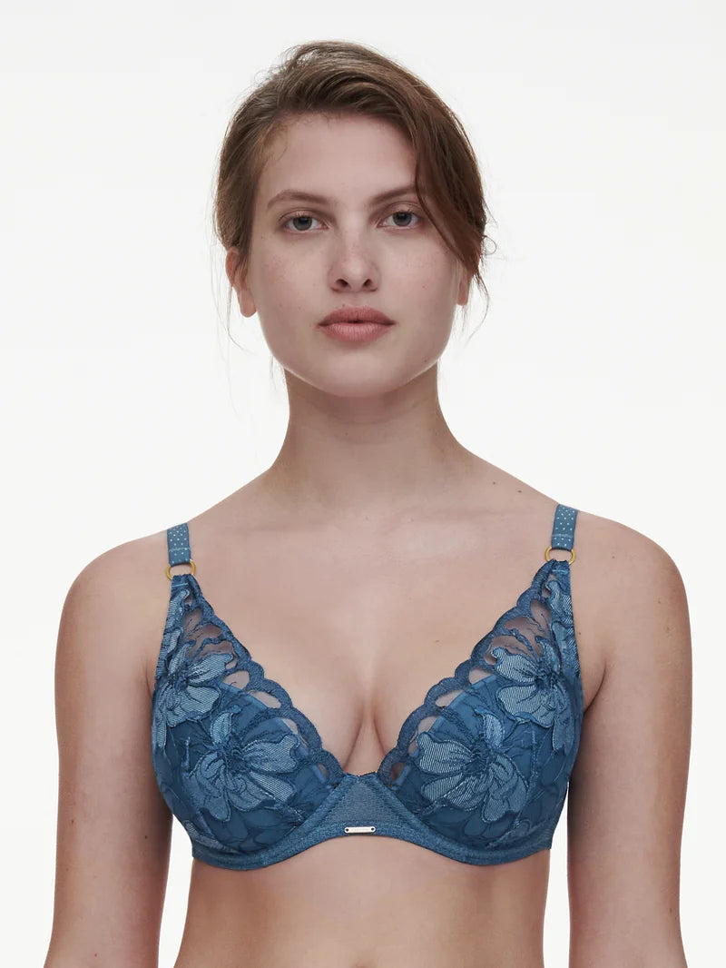 Chantelle - Fleurs Signature Plunge T-Shirt Bra Jeans Blue Denim