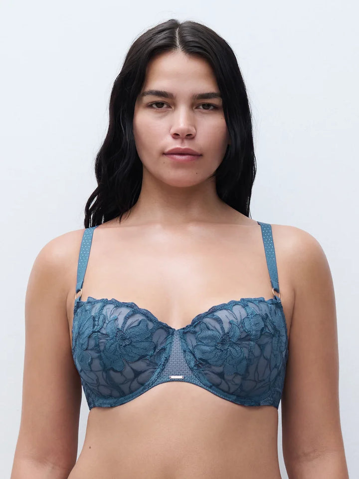 Chantelle - Fleurs Signature Half-Cup Balcony Bra Jeans Blue Denim